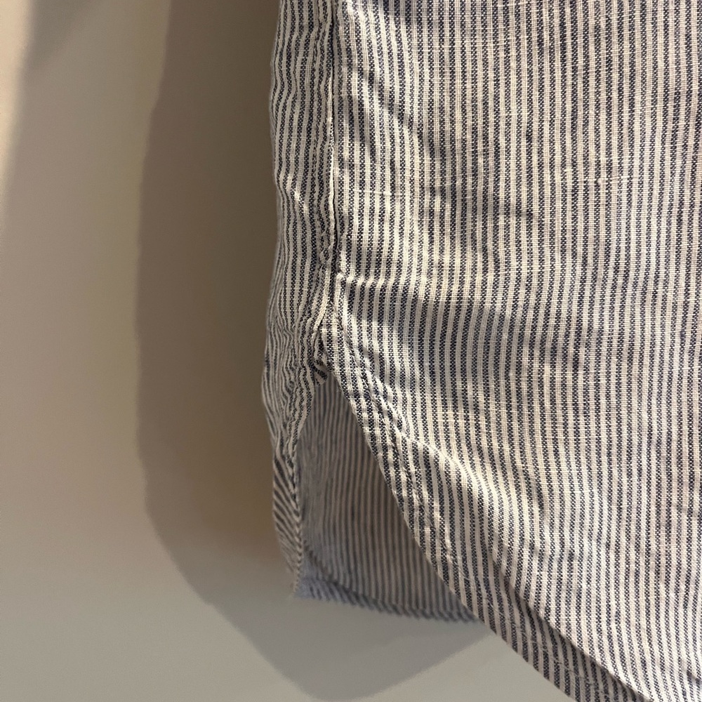 Quince 100% European Linen Shirt Dress Medium Blue White Pinstriped EUC Striped - Picture 5 of 12